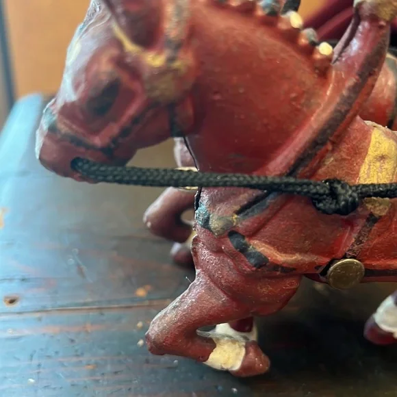 Antique cast iron Bud horses and wagon - Picture 2 of 3